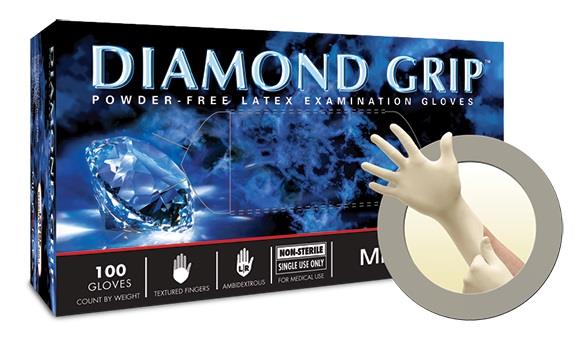 DIAMOND GRIP PF LATEX EXAM 100/BX - Disposable Gloves